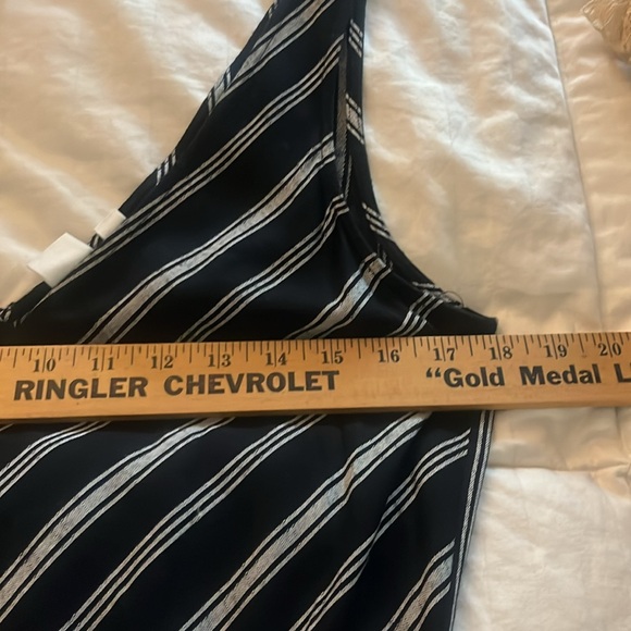 Gap Black Striped Jumpsuit Sleeveless Small Tall Drawstring Waist Viscose - Picture 7 of 15